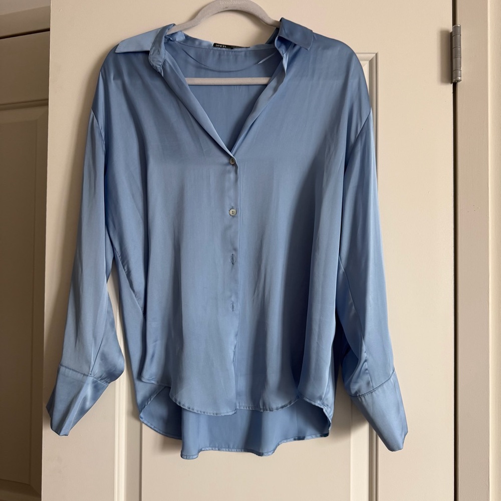 Zara Light Blue Button-Down Shirt